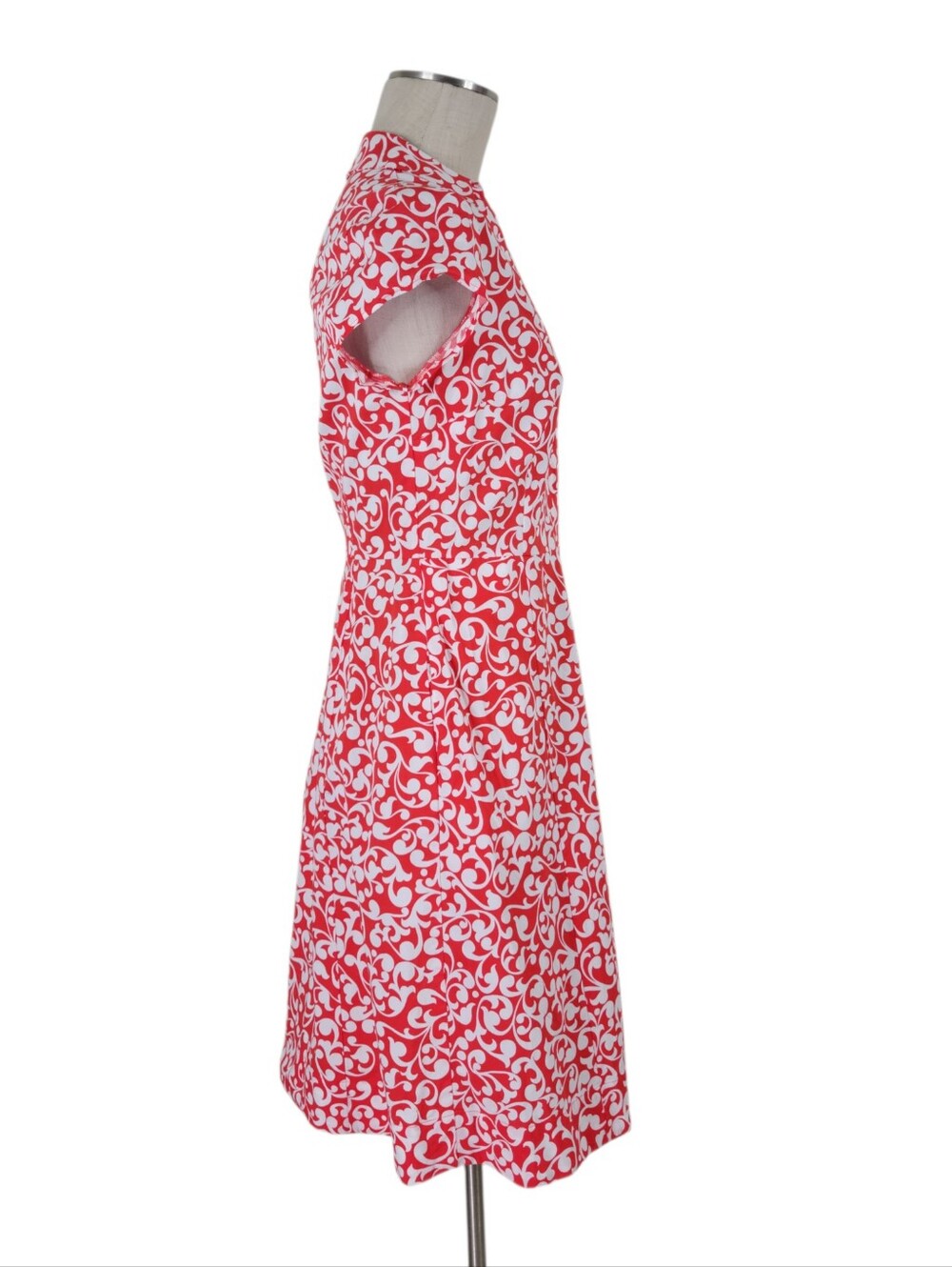 Boden Midi Shirt Dress Size 6 Coral White Full Front Hidden Buttons Pockets - Picture 3 of 12